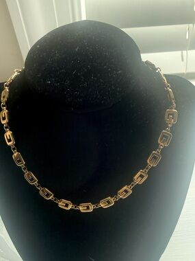Vintage Givenchy G-Link Logo Choker Necklace - 18k Gold Plated 15” Authentic
